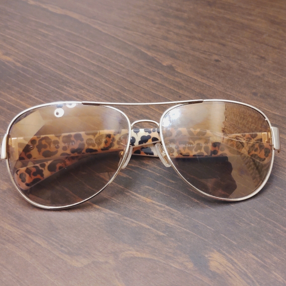 Coach Gold and Brown Aviator Sunglasses